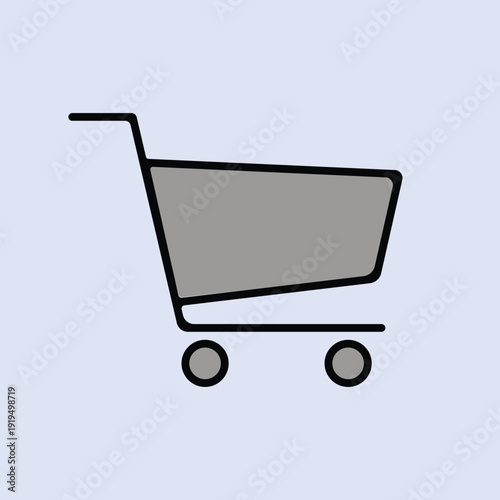 Retail shopping cart icon for ecommerce store and commercial consumer purchasing interface