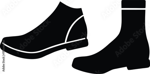 Sock Shoes Flat Icon Style Silhouette Vector Art Illustration