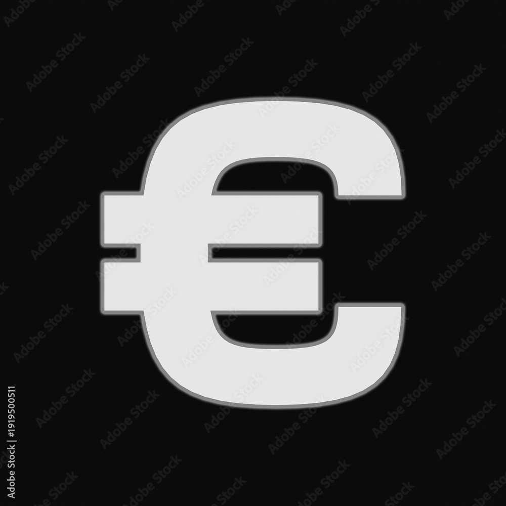 Obraz premium White Euro currency symbol. Black background, financial item, investment, European Union currency.