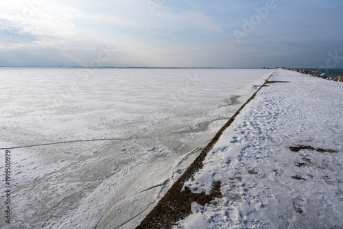 Frozen Baltic Sea in Liepaja, Latvia - Winter Coastal Landscape