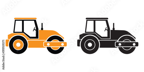 Construction vehicle illustration set, Heavy construction machines, Excavator, bulldozer and other technique. Vector illustrations in flat style on a white background