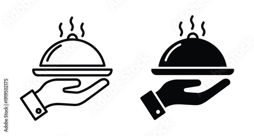 Waiter hand carrying a hot meal platter with rising steam for restaurant service