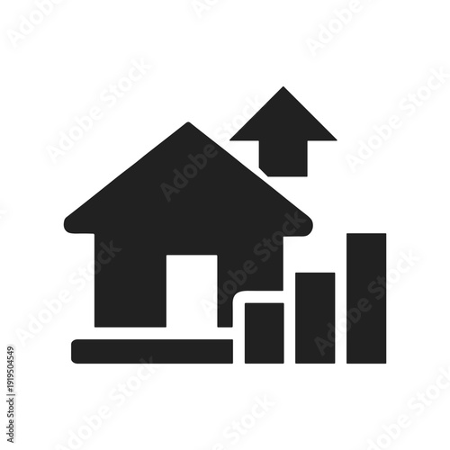 solid black icon set vector illustration real estate growth
