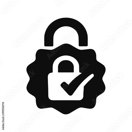 solid black icon set vector illustration secure approval