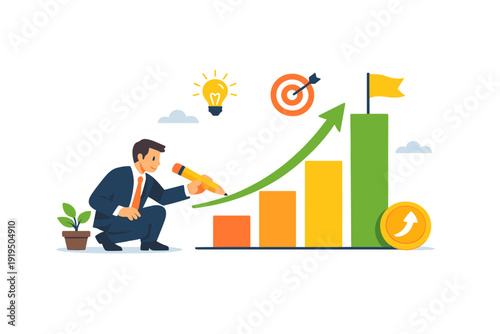 The businessman outlines a development and growth concept, aiming to expand and enhance positive metrics in his enterprise