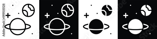 Astronomy lineal glyph icon style in white and black background