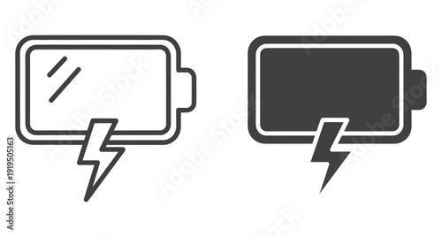 Set of two battery charging icons showing power level and energy status for devices