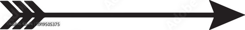 Black stylized arrow pointing right with fletching on the left also transparent background black arrow