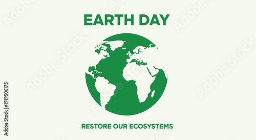 Earth Day eco icon with globe and text