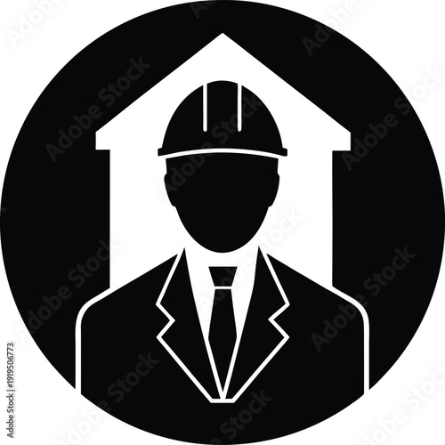 architect silhouette vector art illustration, black and white design