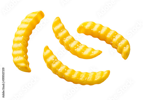 A simple image of crinkle cut french fries on a white background isolated on transparent background