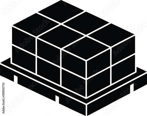 concrete blocks on pallet silhouette vector art illustration, black and white design
