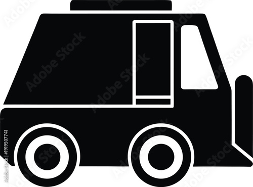 compactor machine silhouette vector art illustration, black and white design