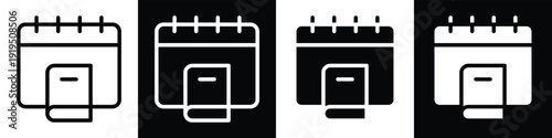 Schedule lineal glyph icon style in white and black background