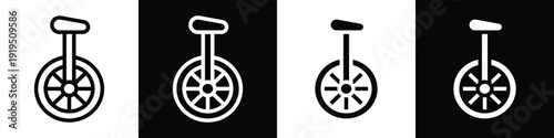 One wheel lineal glyph icon style in white and black background