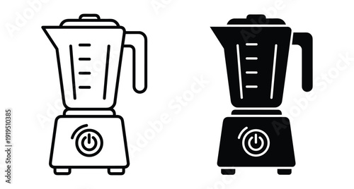 Electric food mixer and smoothie maker icons in linear and glyph vector graphic formats