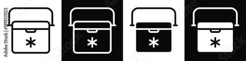 Ice box lineal glyph icon style in white and black background