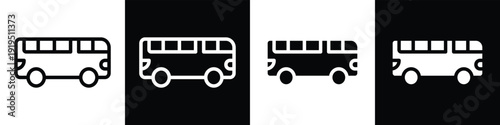 Bus lineal glyph icon style in white and black background