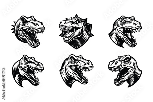 Dinosaur Trex Head Mascot SVG Bundle