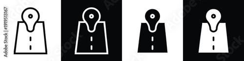 Destination lineal glyph icon style in white and black background