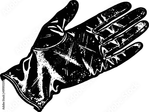 vintage illustration of an open leather glove showing detailed texture and creases