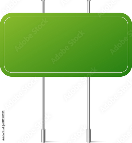 Green blank signboard on metal poles.