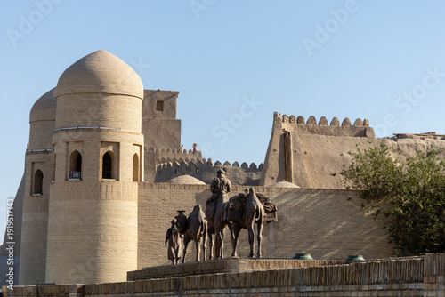 West Gate (Ota Darvoza) and the Caravan Monument of Khiva's Old City (Itchan Kala), a symbol of the ancient Silk Road Khiva, Uzbekistan