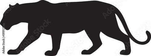 Prowling Black Panther Stalking Silhouettes Muscular Wild Cat Predator Vector