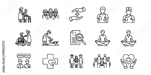 Healthcare Caregiver Assisting Elderly Person Silhouette