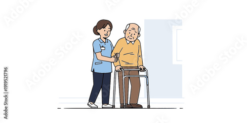 Healthcare Caregiver Assisting Elderly Person Silhouette