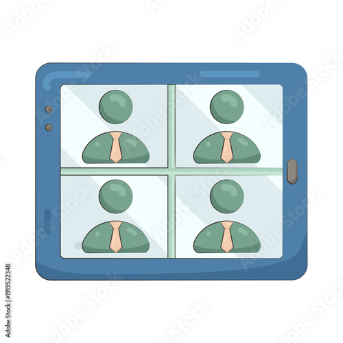 Illustration of Online Meeting on Tablet