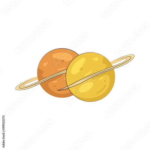 Illustration of Two Planets with Rings