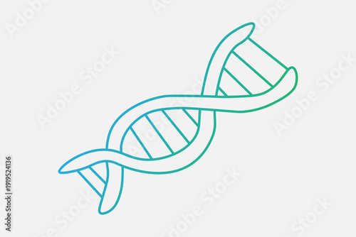 This illustration depicts a DNA double helix structure. The twisting ladder shape, representing genetic code, is drawn with smooth gradient outlines and horizontal rungs (base pairs).