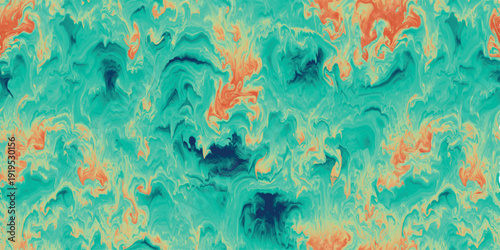 Teal and orange seamless fluid color background.