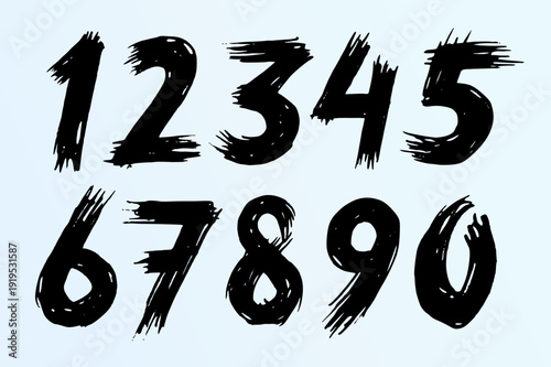 set of sketch scribble numbers font hand drawn number cartoon doodle style vector