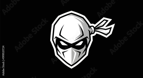 Ninja head icon on black background