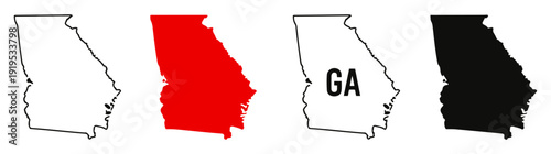 georgia state map silhouette icon set
