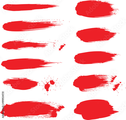 Collection of red lipstick smears isolated on transparent background