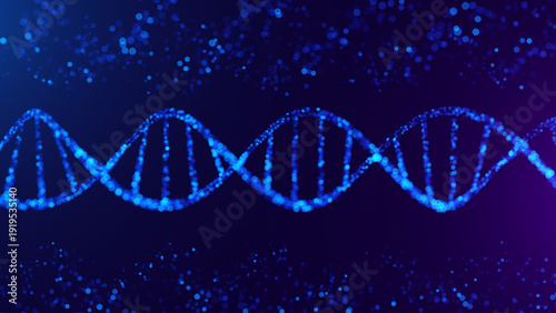 Abstract DNA Double Helix Dynamic Scientific Presentation Background. DNA Structure Modern Science or Healthcare Backdrop. Genetic Research Vector Template