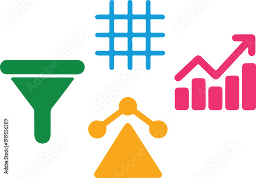 Data Analysis Outline Icon Set  Charts, Graphs, and Business Visualization