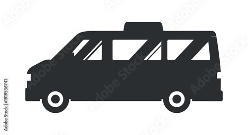 Modern minivan silhouette in dark grey