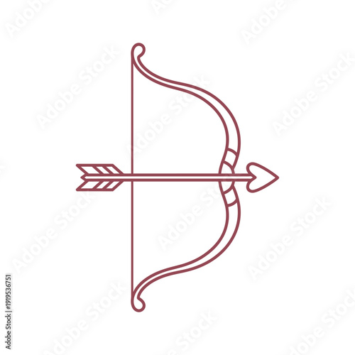 Modern red bow and arrow graphic design element