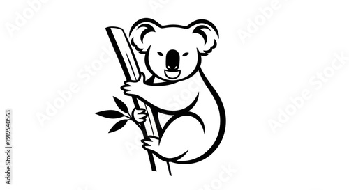 Photography Koala bear illustration simple black and white design for various uses