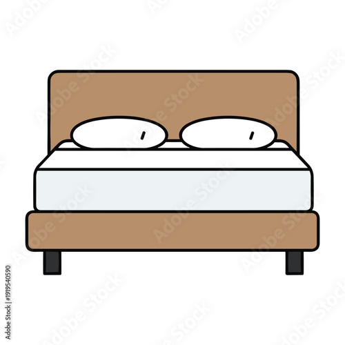 A simple illustration of a neatly made bed with two pillows