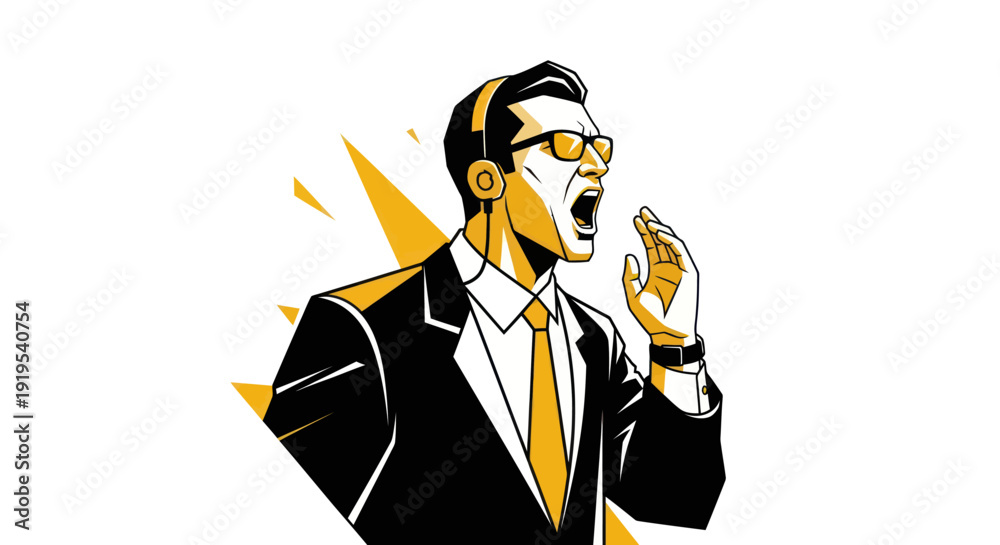 Φωτογραφία Man wearing headset shouting concept illustration business communication