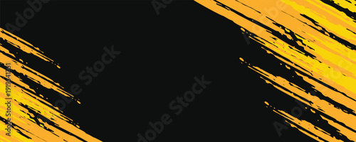Yellow and black backdrop with dot halftone pattern element. Abstract brush grunge background. retro comic concept for your graphic design, banner or poster.