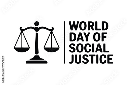 Day of Social Justice day Black and white Day of Social Justice with balanced scales