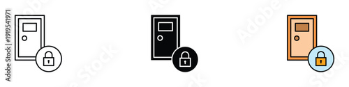 Locked door icon vector. Private room access security symbol for privacy, restricted entry, and safety. Vector Illustration.