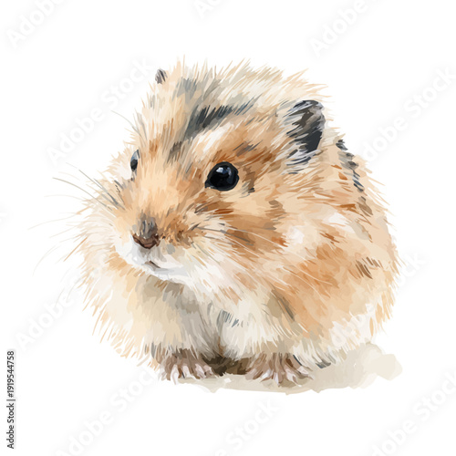 Watercolor Lemming vector, artistic painting style, high-resolution illustration on a pure white background.
