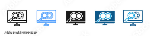 Monitoring icon set multiple style collection
